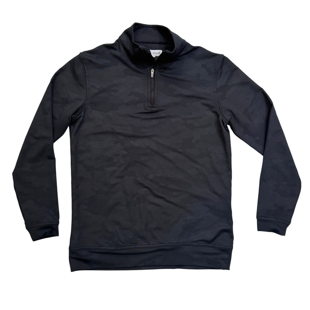 Peter Millar Quarter Zip Performance Pullover Youth Boys Medium 8-10 Black Camo